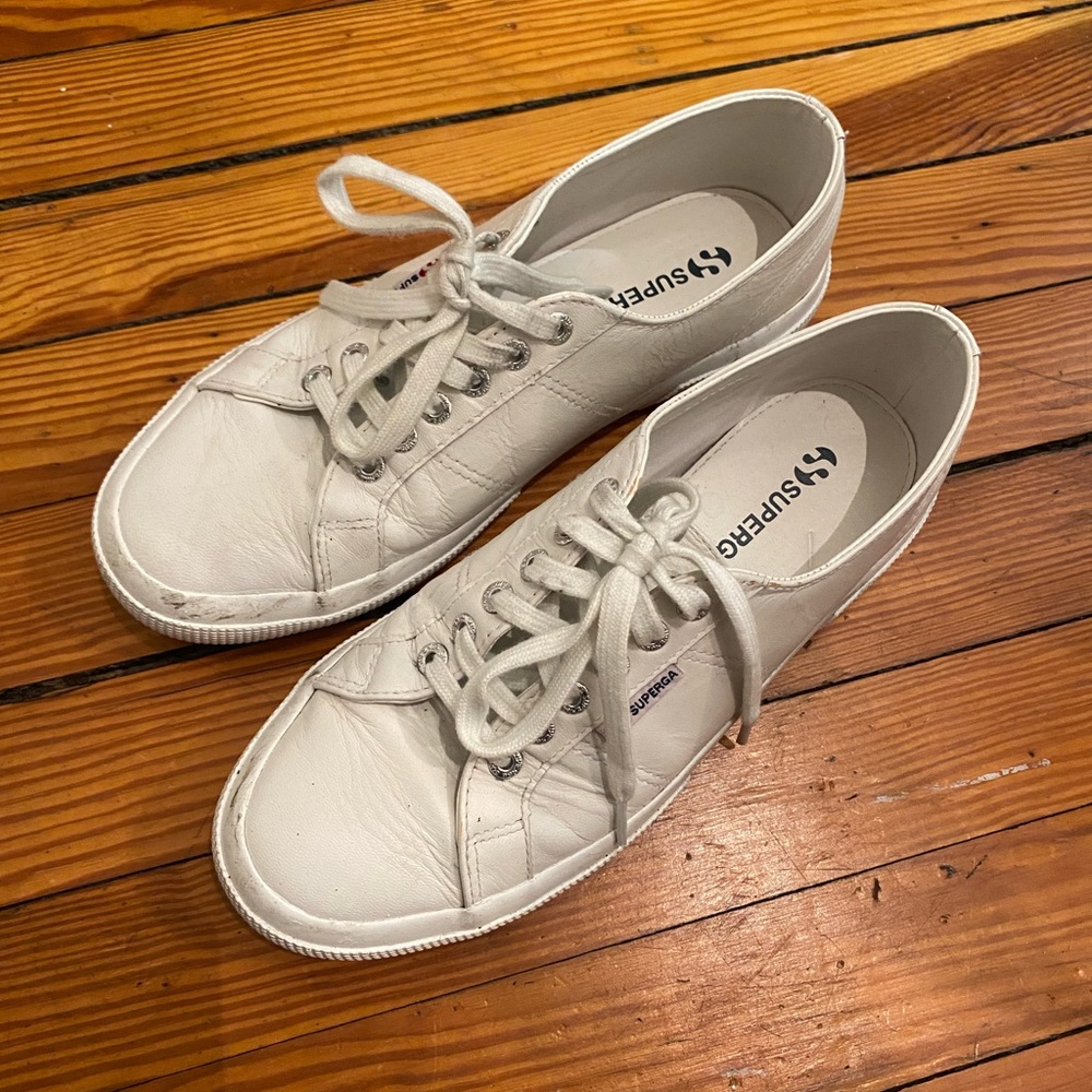 Superga Cotu Trainers White Leather Sneakers Mens